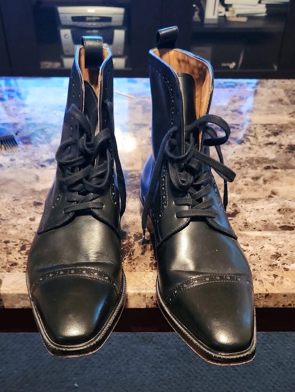 Wall & Water Men's Black Leather Lace-Up Dress Boot